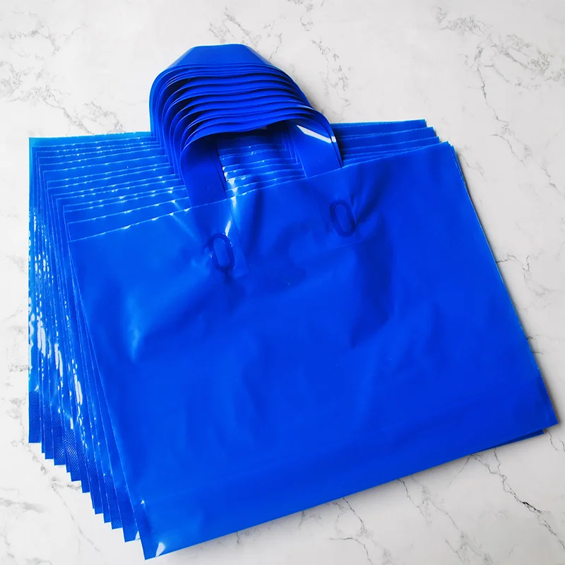 50pcs 45x55cm Thick Colorful Plastic Handbag Gift Bag Handle Bag Rectangular Shopping Clothing Shoes Package