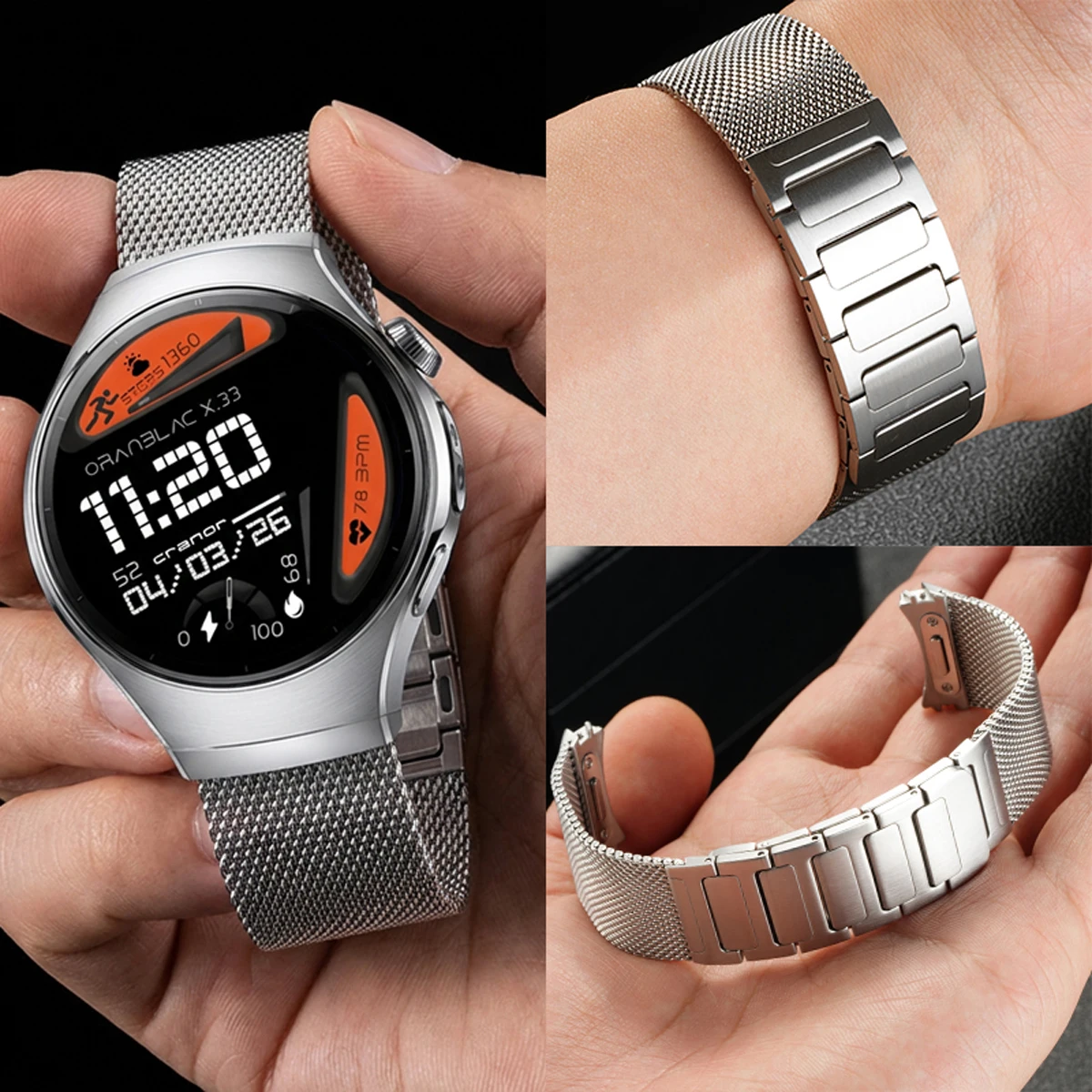 Edelstahl Magnetarmband für Huawei Watch 5 46mm Nahtloses Metallband für Huawei Watch 4Pro Schnellverschluss Business-Armband