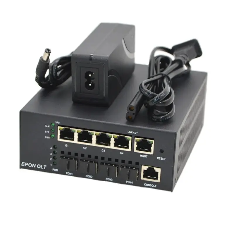 New EPON 4Port OLT Small Fiber Optic Equipment 4 Gigabit Electrical Ports+4 EPON Optical Modules Factory Wholesal