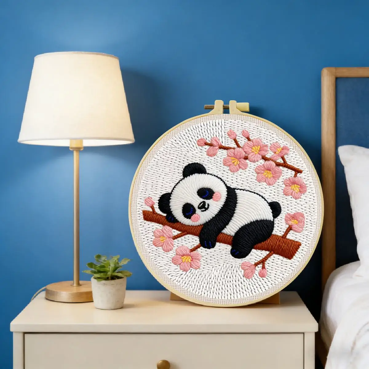 20X20CM/7,87 Zoll Panda Punch Needle Stickerei-Set, Stickerei-Kit, Gestrickte Stickerei, DIY Handgemachtes Geschenk, Bastelbild – Detail 1