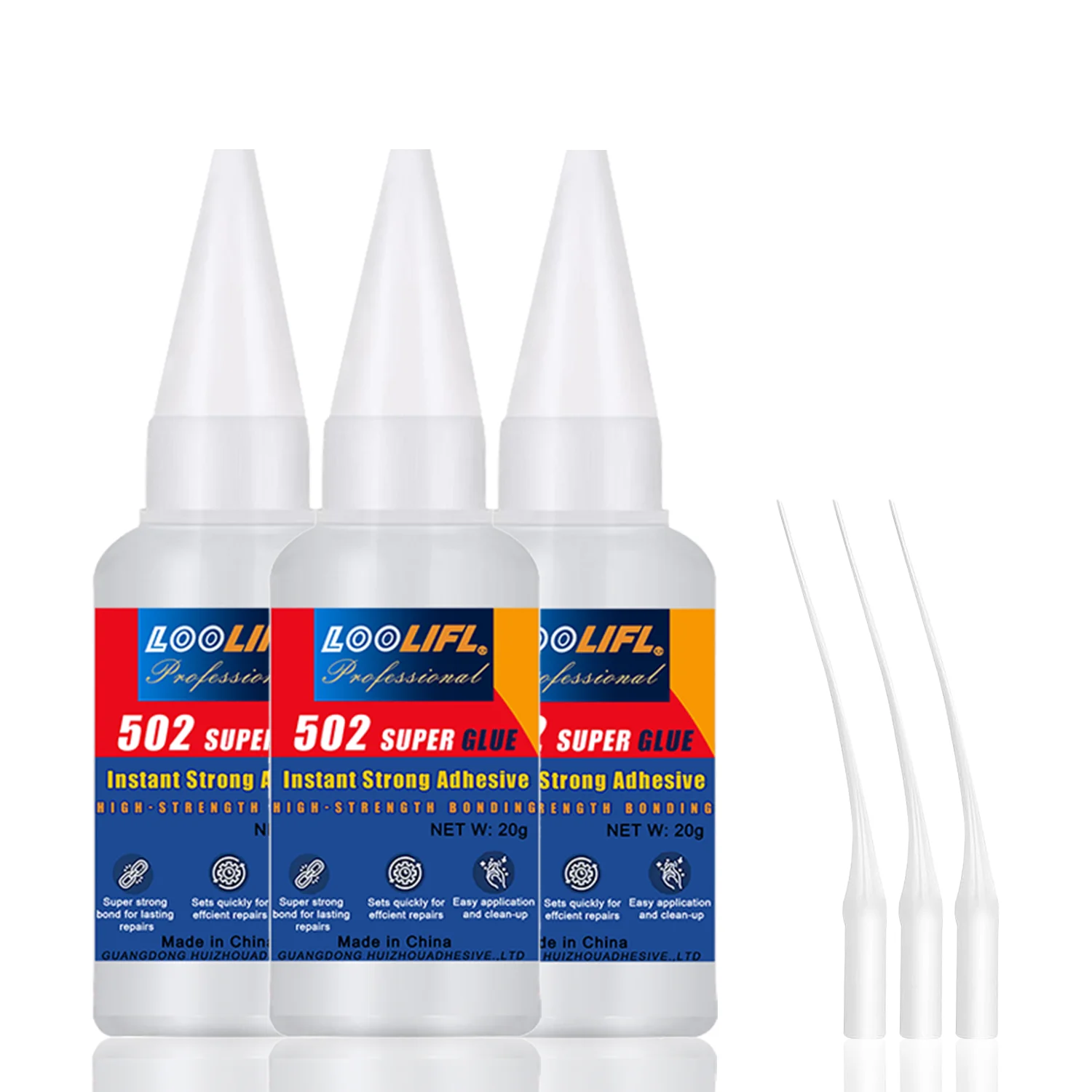 

Loolifl 502 Super Glue 20g Cyanoacrylate Adhesive Fast Curing Liquid Glue Precision Tips for Crafts Metal Plastic Ceramic