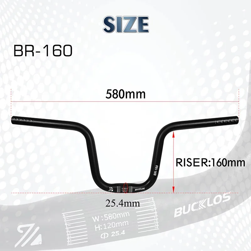 BUCKLOS Bicycle Swallow Handlebar 25.4mm 580mm Bike Riser Handlebar Aluminum Alloy Bicycle U Shaped Handle Bar for Folding Bike