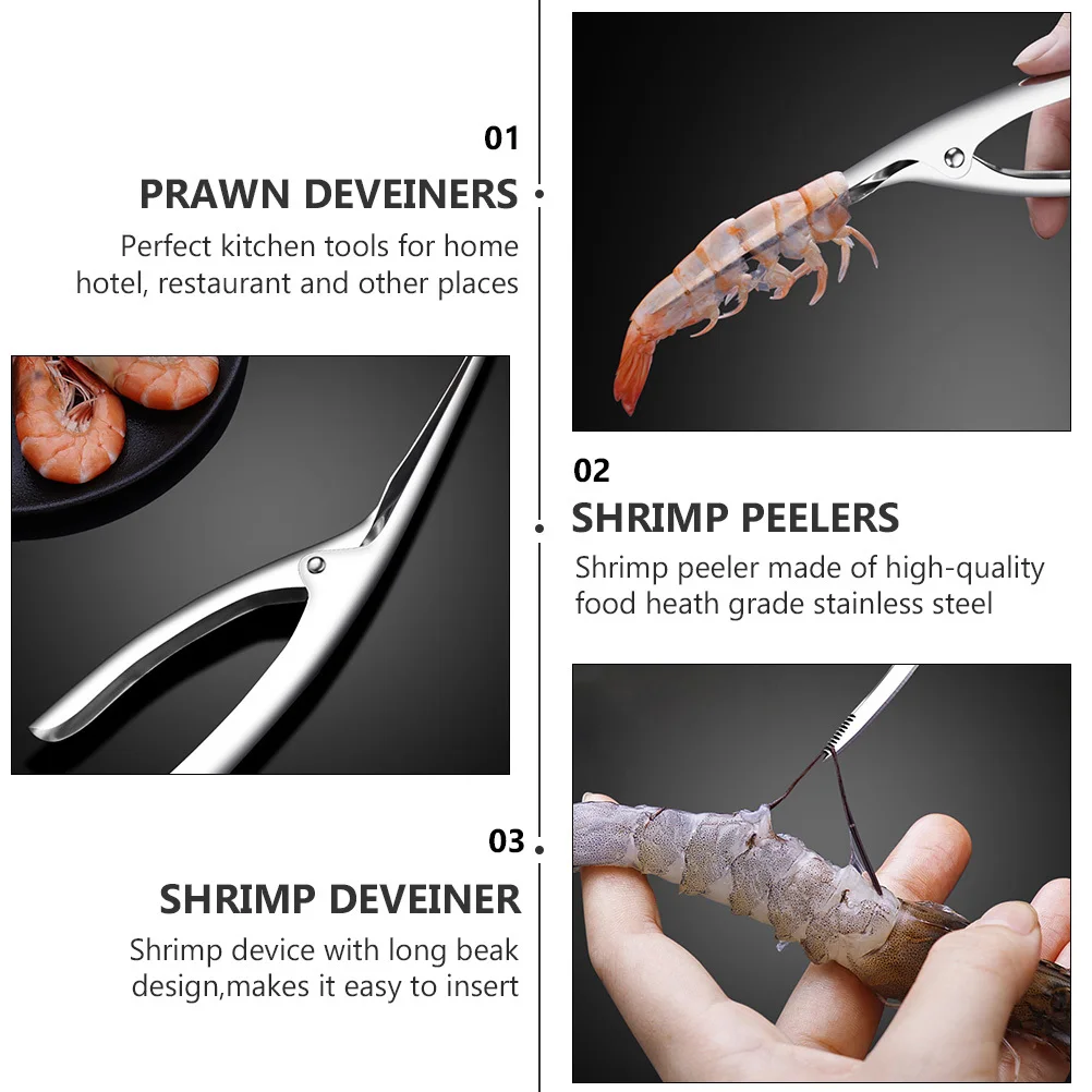 

4pcs Deveiner Tool Stainless Steel Seafood Peeler Olecranon Design Built-In Spring Shrimp Cleaner Shrimp Peeling Kitchen