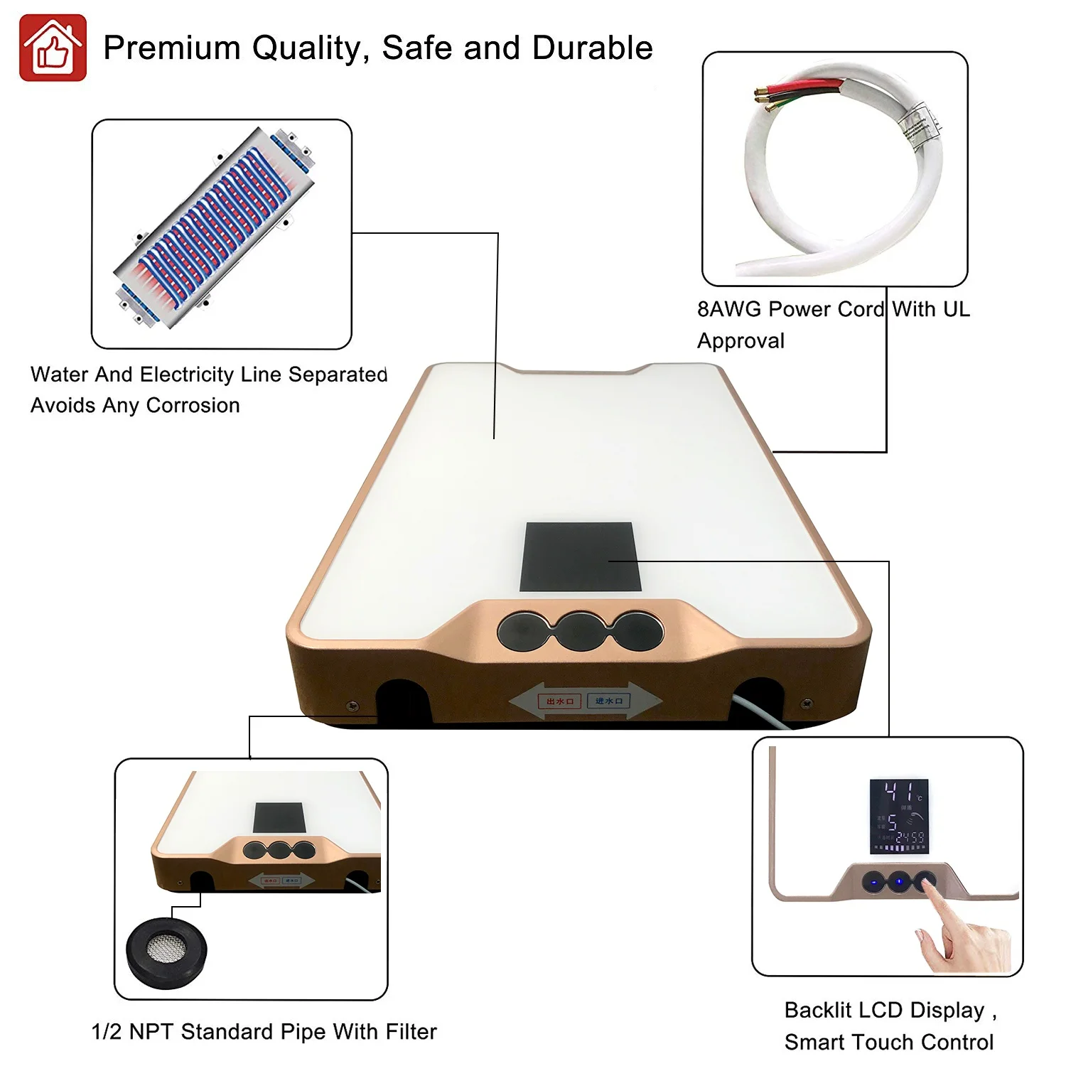 Calentador de agua eléctrico, 7,5 kW, 220 voltios, 3 segundos, calefacción, autónomo