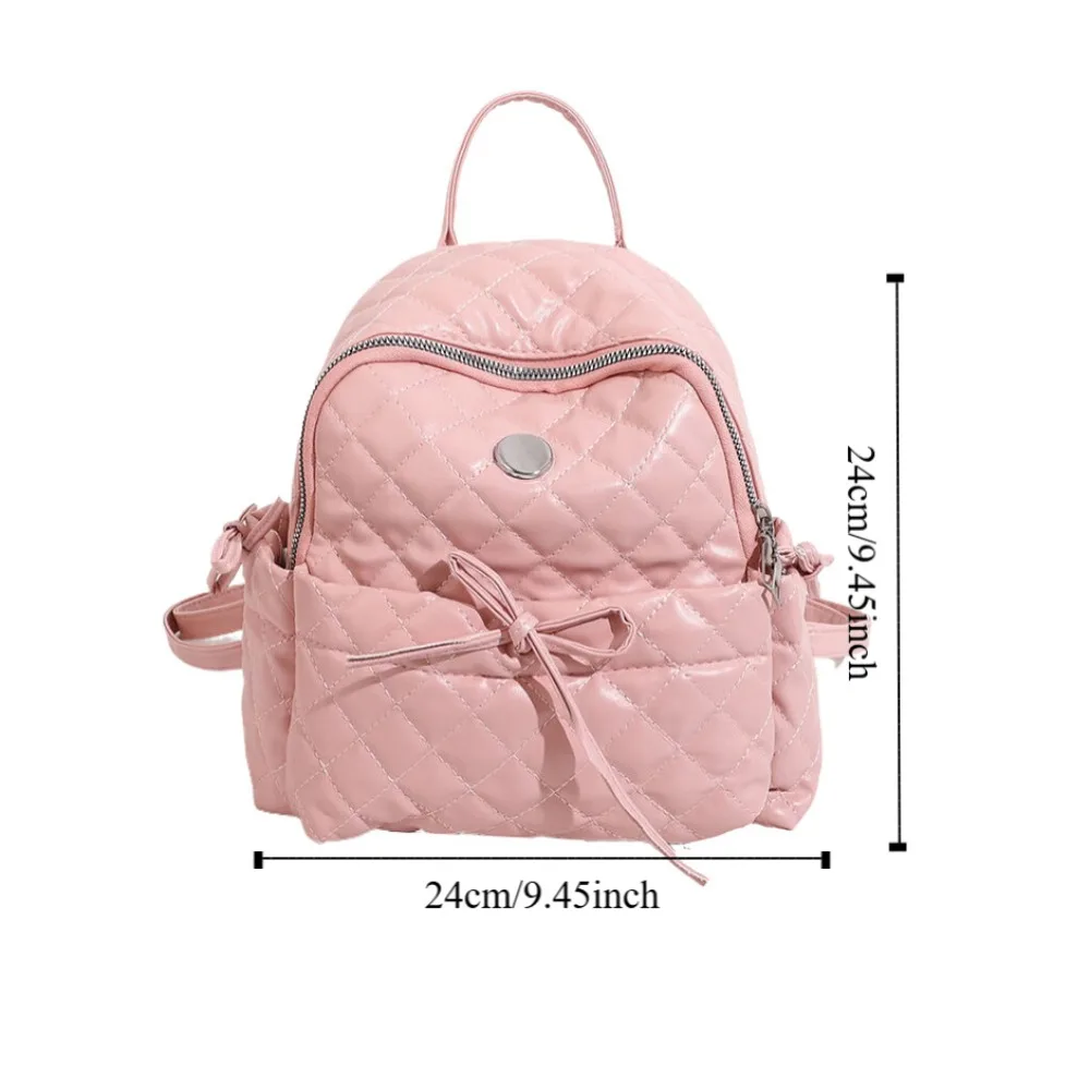 Mochila de cuero con entramado de estilo japonés coreano, bolso escolar con lazo y asa superior Y2k, mochila informal dulce para niñas