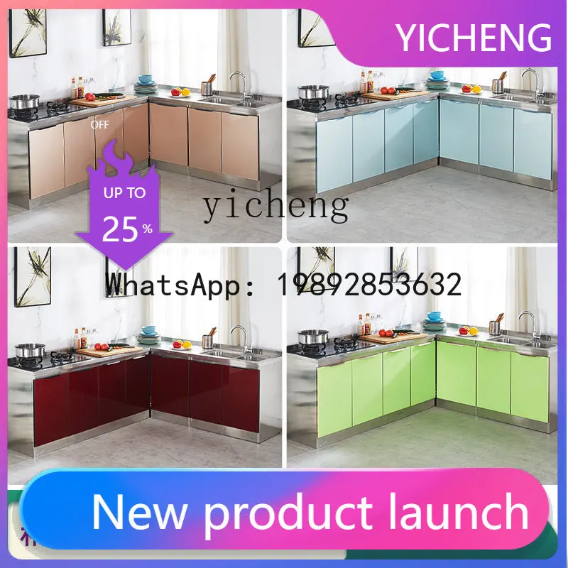 

cabinet simple stainless steel kitchen assembly economical multi-functional stove cabinet