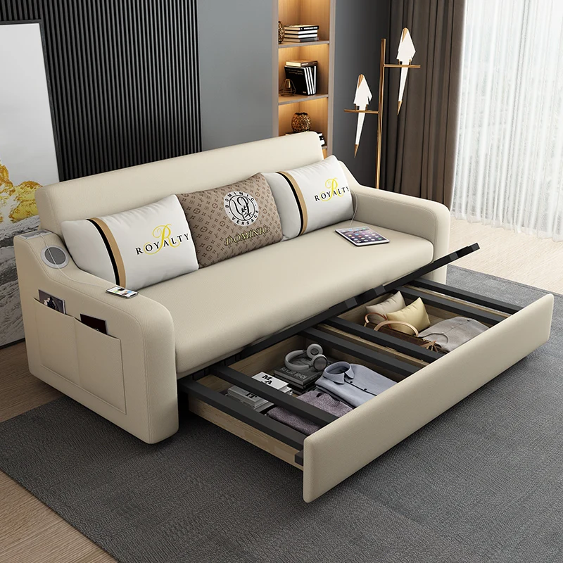 

Hxl Multi-Functional Foldable Technology Cloth Sofa Bed Sheet Double-Seat Dual-Use Push-Pull Storage