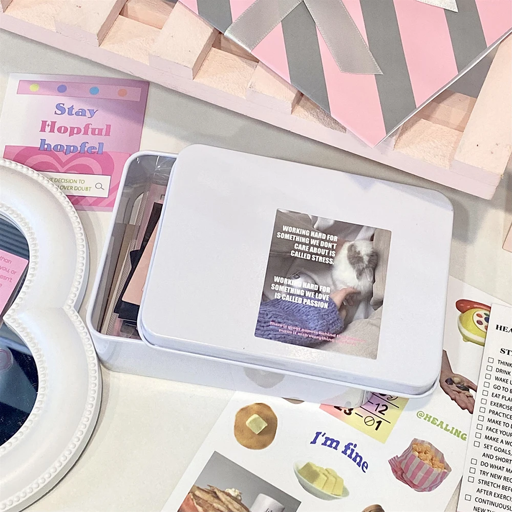 Multifunction Desk Card Organizer Metal Square Storage Tinplate Box Candy Pill Cases Mini Gift Box Portable Sticker Storage Box