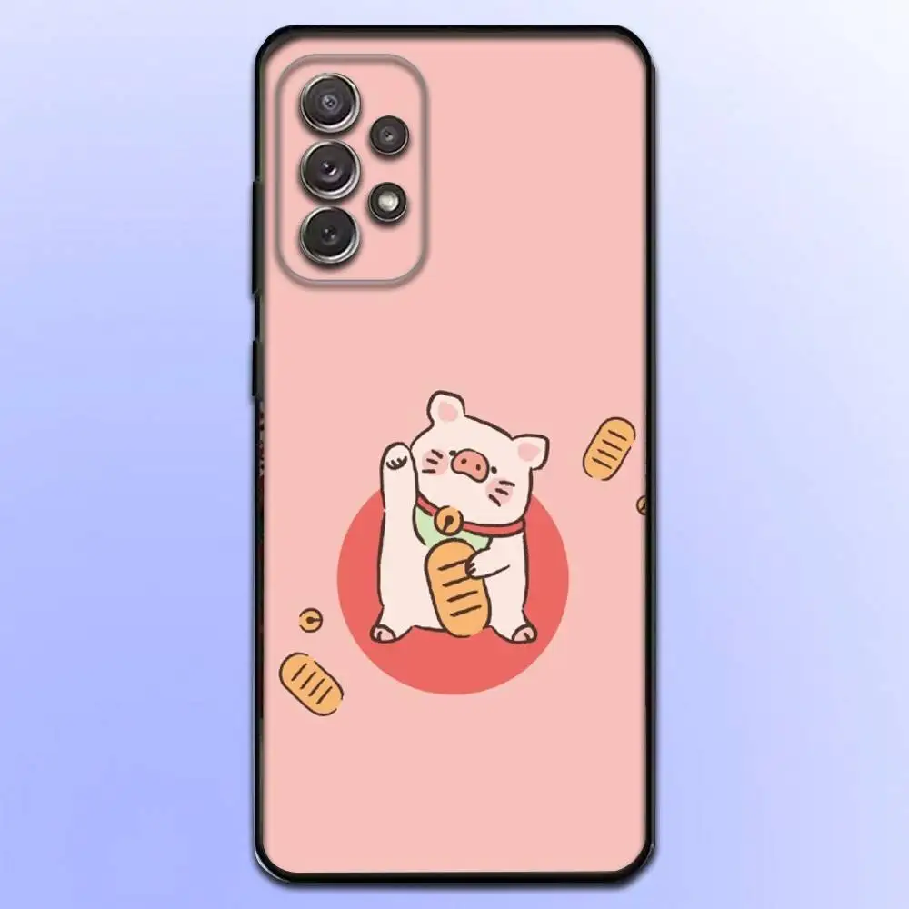 Cartoon L-LuLu Pig Phone Case  For Samsung S25,S24,S21,S22,S23,S30,Ultra,S20,Plus,Fe,Lite,Note,10,9,5G Black Cover