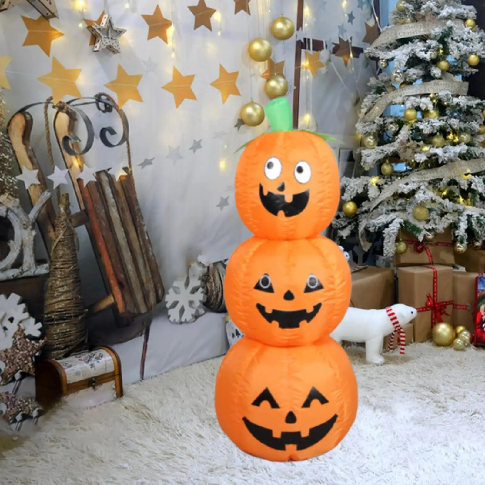 

Halloween Inflatable Decoration Stacked Pumpkin Lawn Blow Outdoor Decoration