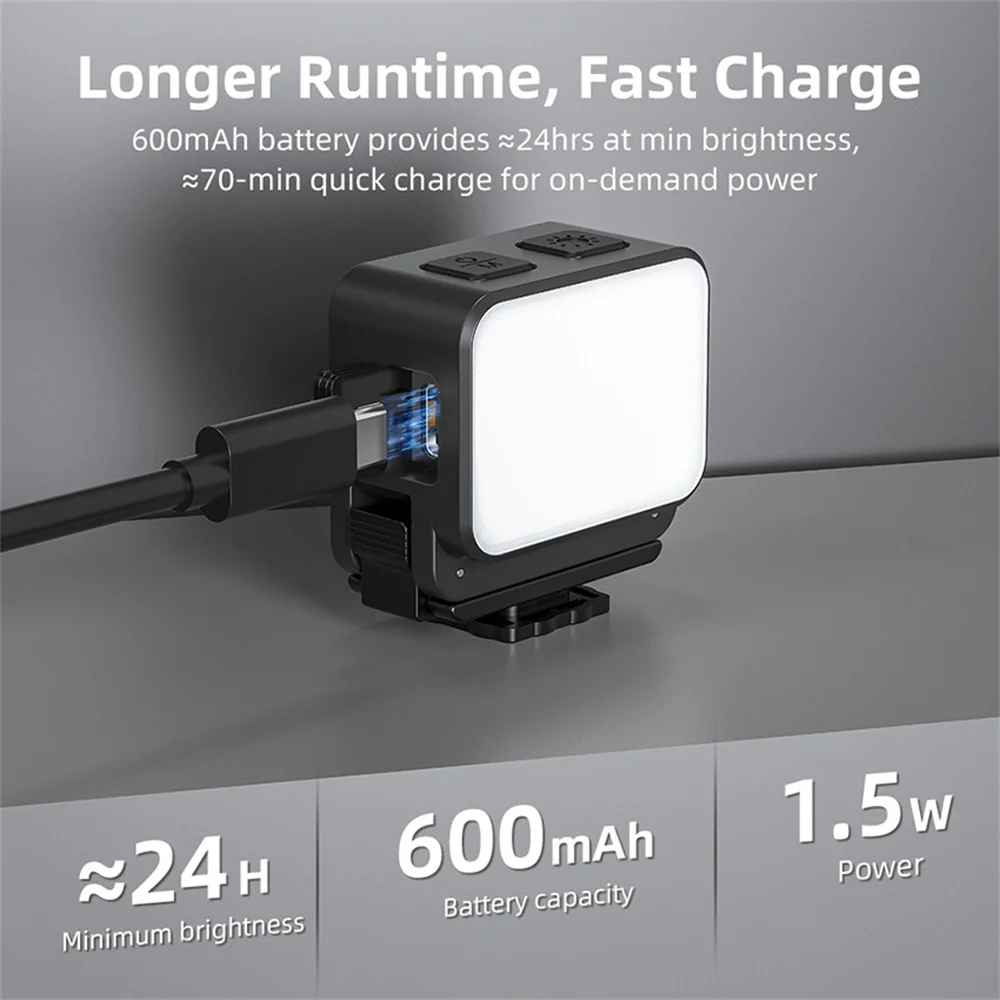 Magnetisch Quick Release-invullicht voor DJI Action5/Action4 3-kleuren IPX4 waterdichte koude schoen en 1/4 schroefbevestiging