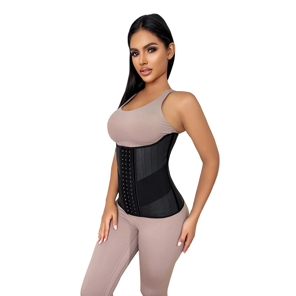 Fajas Latex Waist Trainer Steel Bone Corset Slim Sheath Glitter Colombianas Belt Shaper