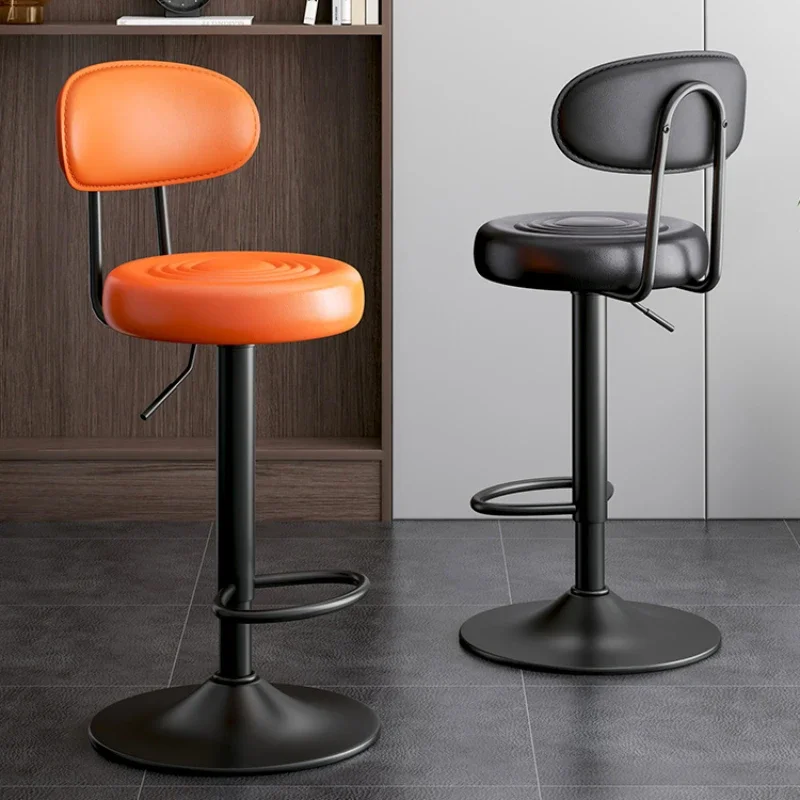 Elegant Rotatable Bar Chair with Mirror Finish, Adjustable High Stool, Enhanced Backrest Support, Three-Stage Air Rod Seat