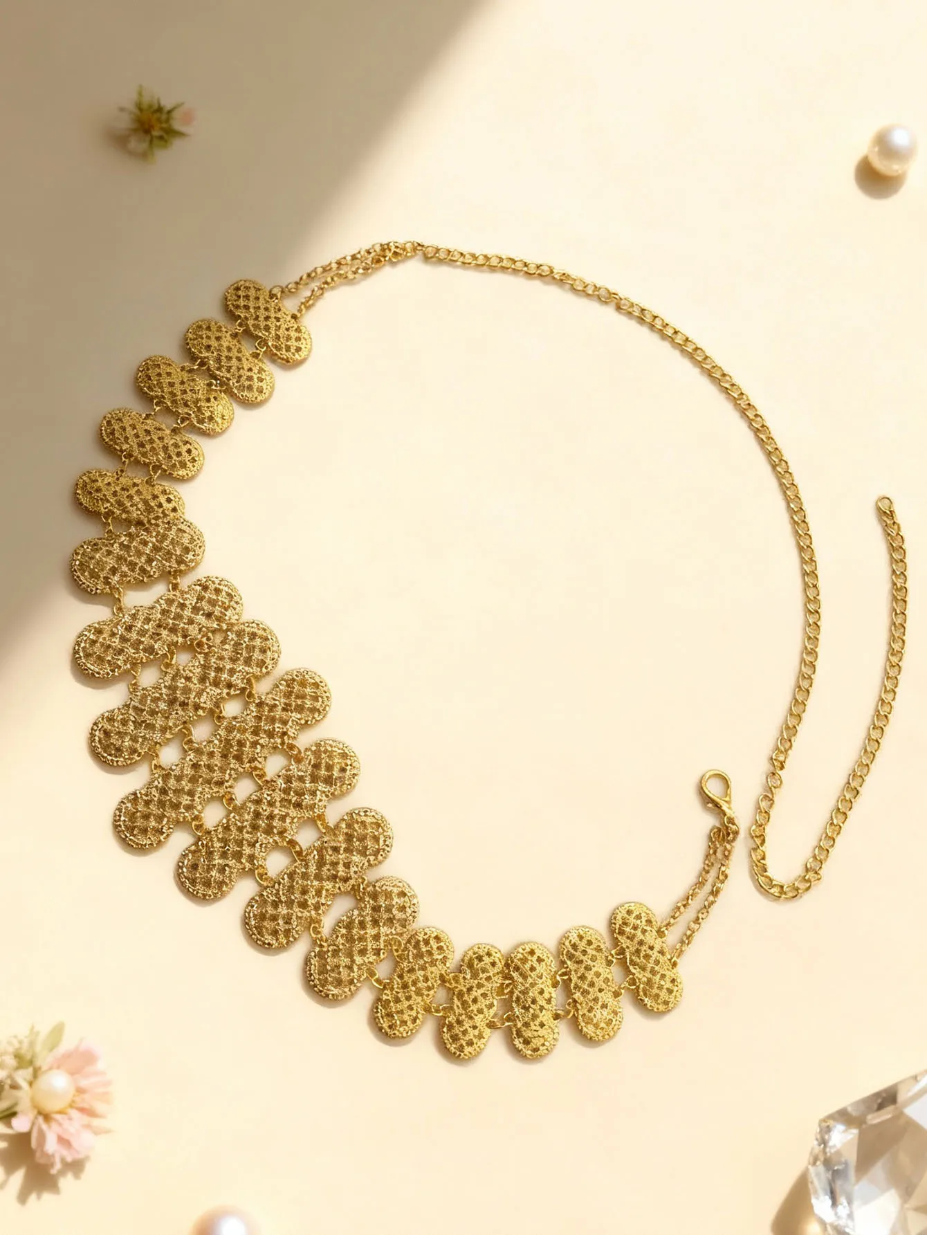 حزام أنيق للسيدات من حجر الراين الهندسي الذهبي على الطراز البوهيمي مناسب لحفلات الزفاف الخارجية هدية للأصدقاء والأخت #3