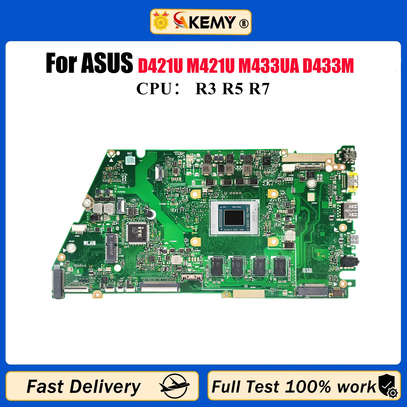 

X421UA Материнская плата для ноутбука ASUS VivoBook X421U D421U M421U M433UA D433M X421UA X421UAY Материнская плата для ноутбука с процессором R3 R5 R7