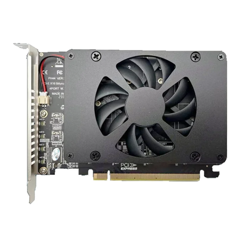 

E-Easy To Use-PCIEX16 NVME M2 MKEY SSD RAID Array Expansion Adapter Card Motherboard PCIE Split Card With Cooling Fan Durable Ea