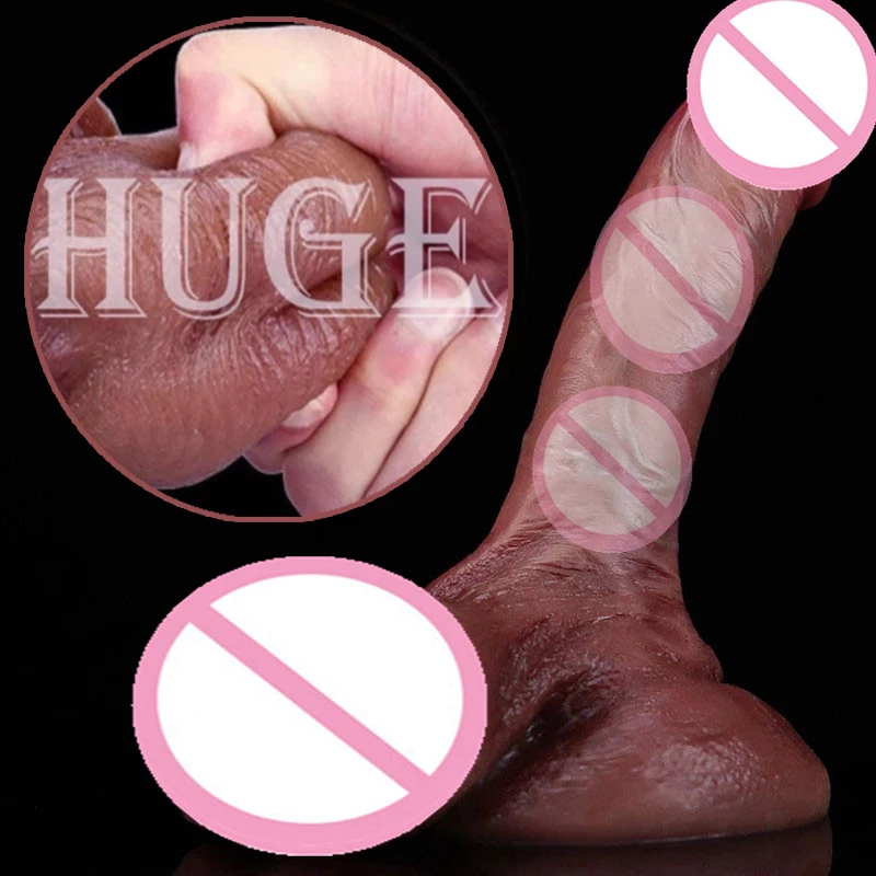 Realistic Huge Testis Dildos For Women G Spot Stimulation Fake Big Dick Suction Cup Big Testicles Penis Lesbian Sex Toys Tool