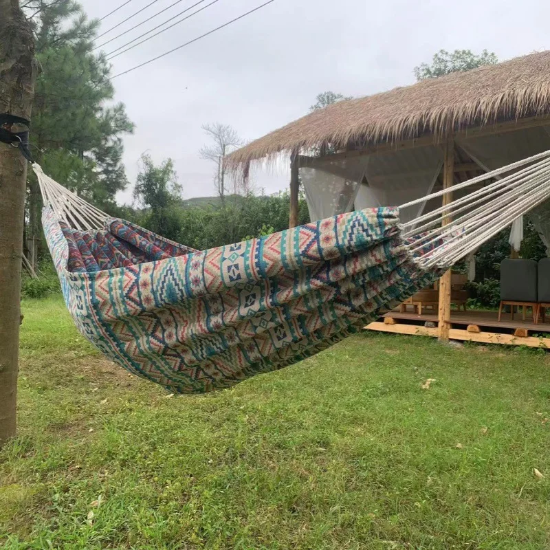 

Double Jacquard Canvas Hammock Anti-rollover Thickened Moroccan Shaker Household Balcony Outdoor Camping Swing Wholesale