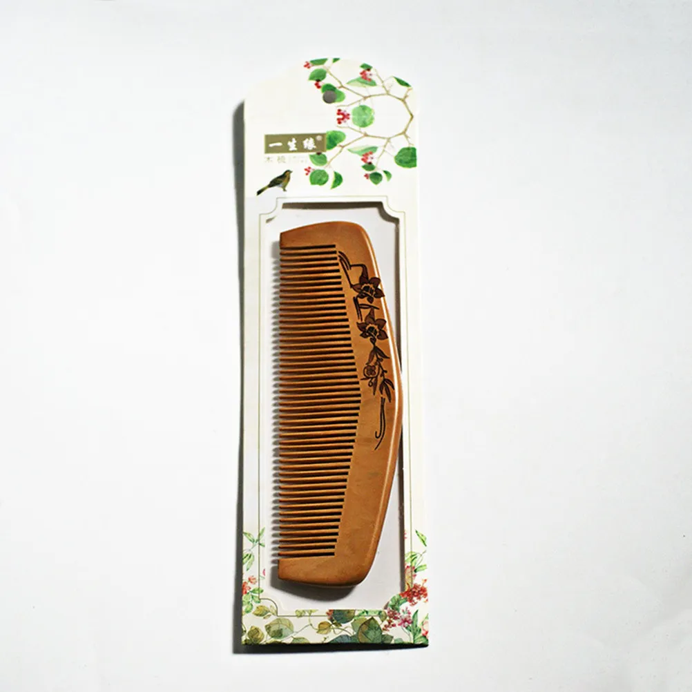 Wooden Hair Brush Comb For Travel Hair Styling Christmas Stocking Stuffers Peach Fine Teeth Smooth Close Anti-static