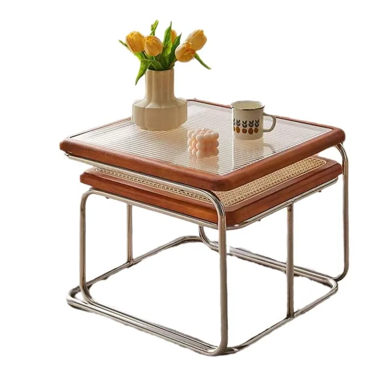 

Medieval coffee table living room household small apartment tea table combination light luxury modern Internet