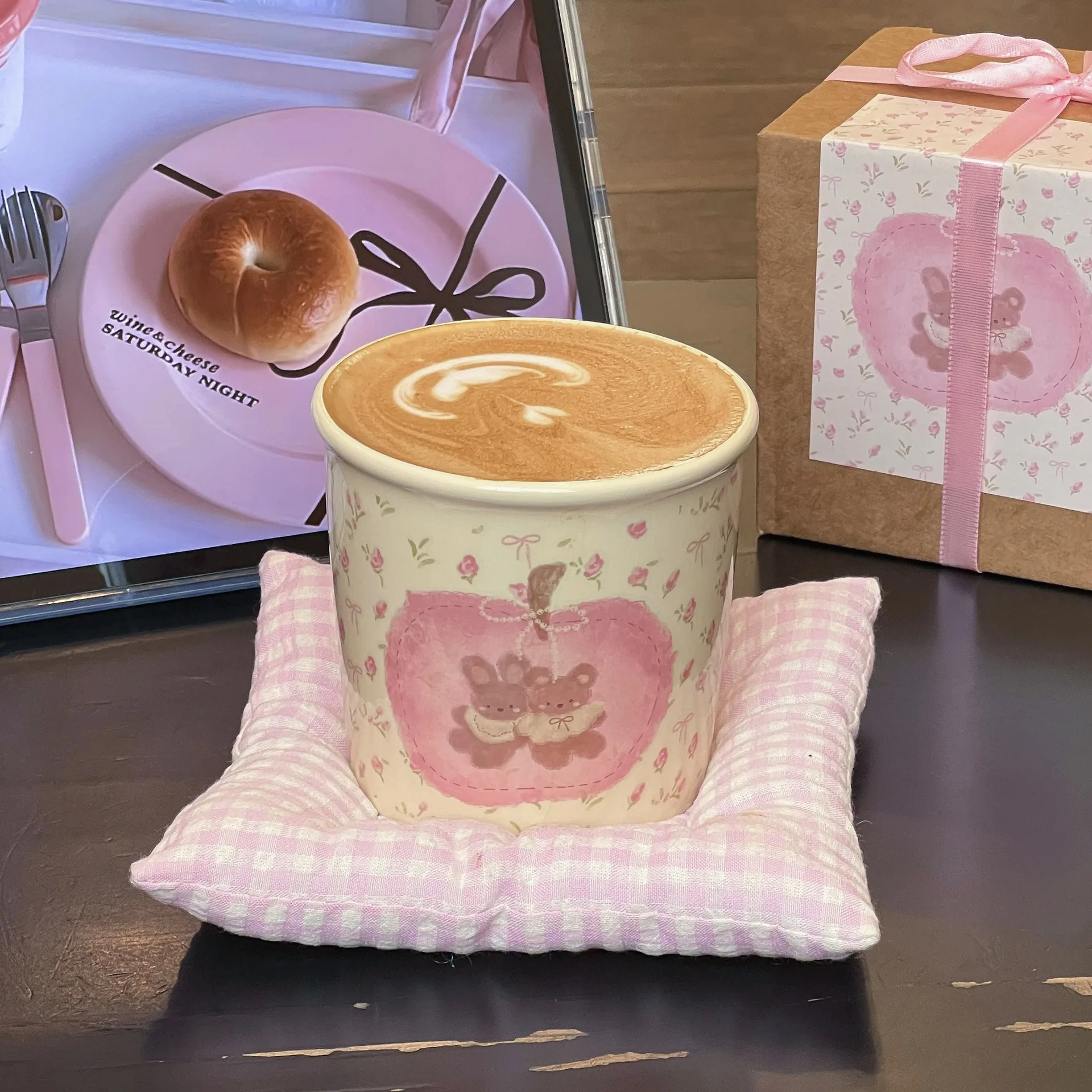 Small Floral Cute Pet Ceramic Cup Household Cup Breakfast Cup Mug Birthday Souvenir Water  Female Creativity
