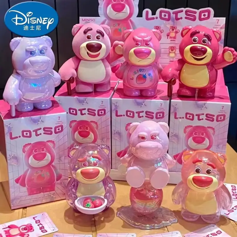 Autêntico miniso disney versátil lotso série caixa cega anime brinquedo dos desenhos animados lotso modelo boneca ornamento de mesa crianças presentes surpresa