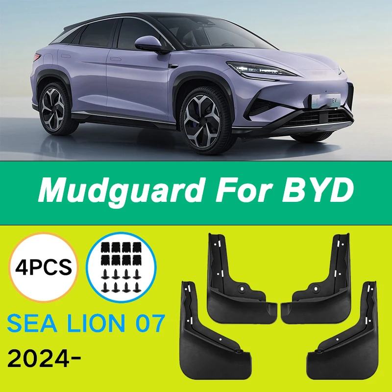 

For BYD Sea Lion 07 2024 Automotive Tire Mudguard Waterproof Prevent Mud Splashing Car Mud Flaps Fender Trim 4pcs Accessories