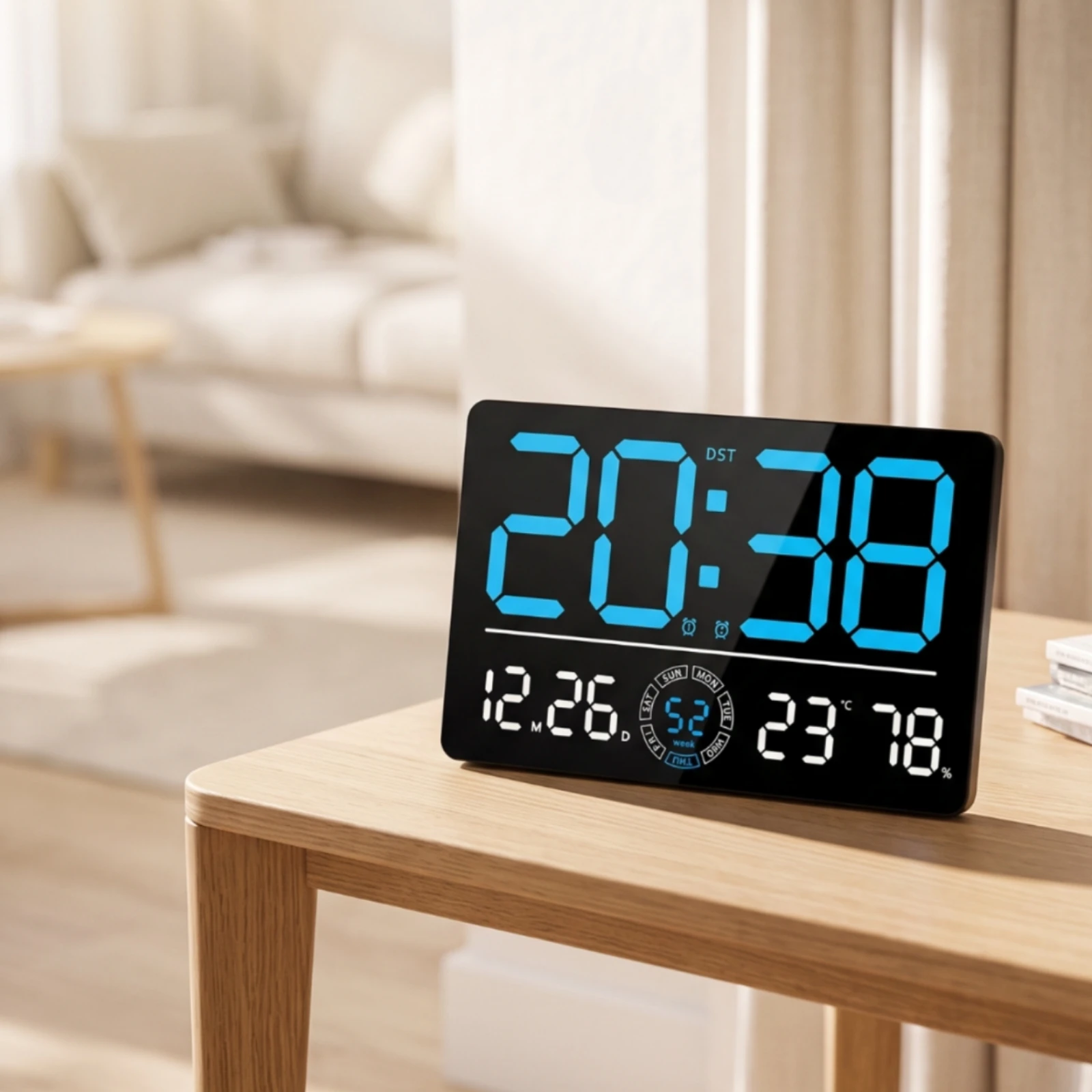 LED Digital Wall Clock Large Display Digital Wall Clock Auto Dimming 12/24-Hour for Living Room, Office