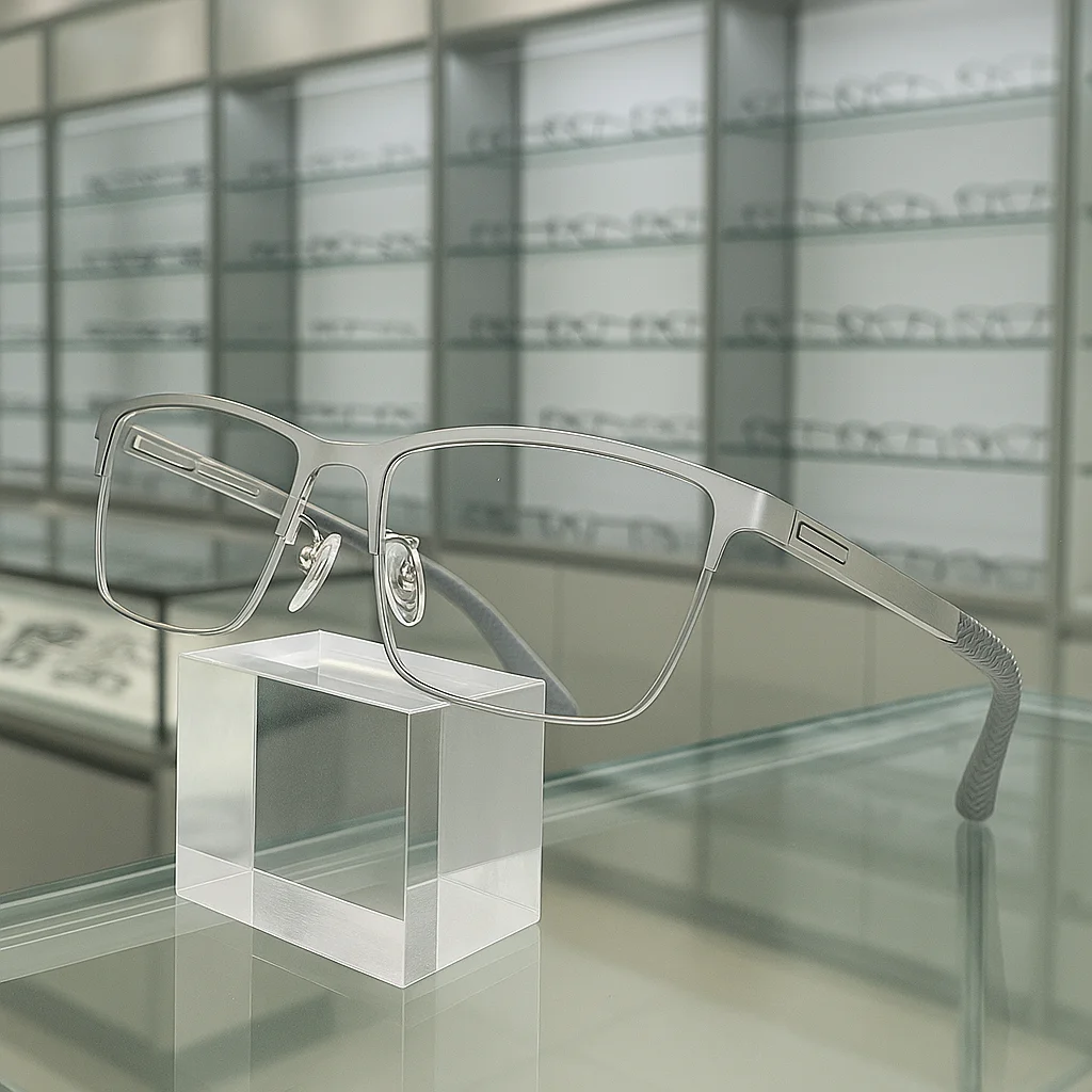 1 قطعة مكافحة الضوء الأزرق نصف إطار نظارات إطار معدني عيون عصرية نظارات إطار نمط الأعمال مربع شبه حافة نظارات للرجال #5