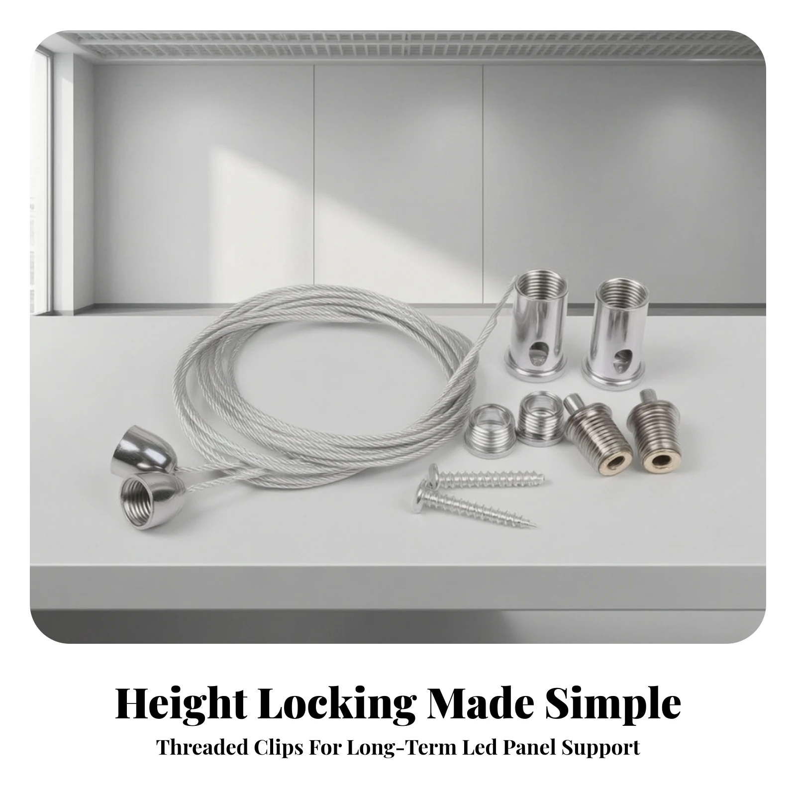 2 Pieces Panel Light Hanging Kit Long-Lasting Hanging Wire Kit Steel Wire Cable with Mounting Hardware Space-Saving for Offices