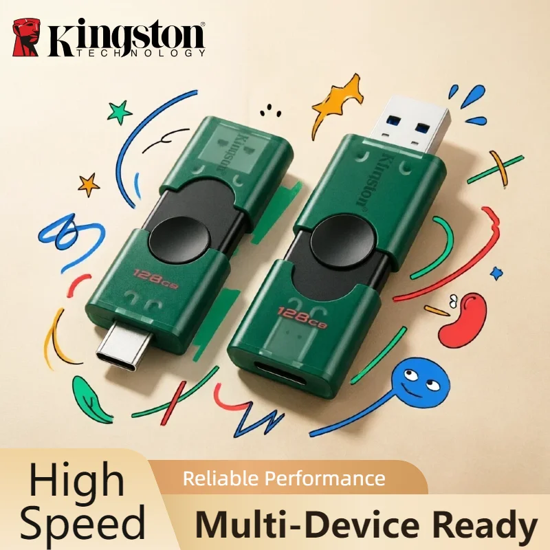 High Speed Kingston DTDEG2 256GB Type C A USB3 2 OTG Flash Drive Memory Stick For iPhone 16 15 Original Pro Max Core Speed New