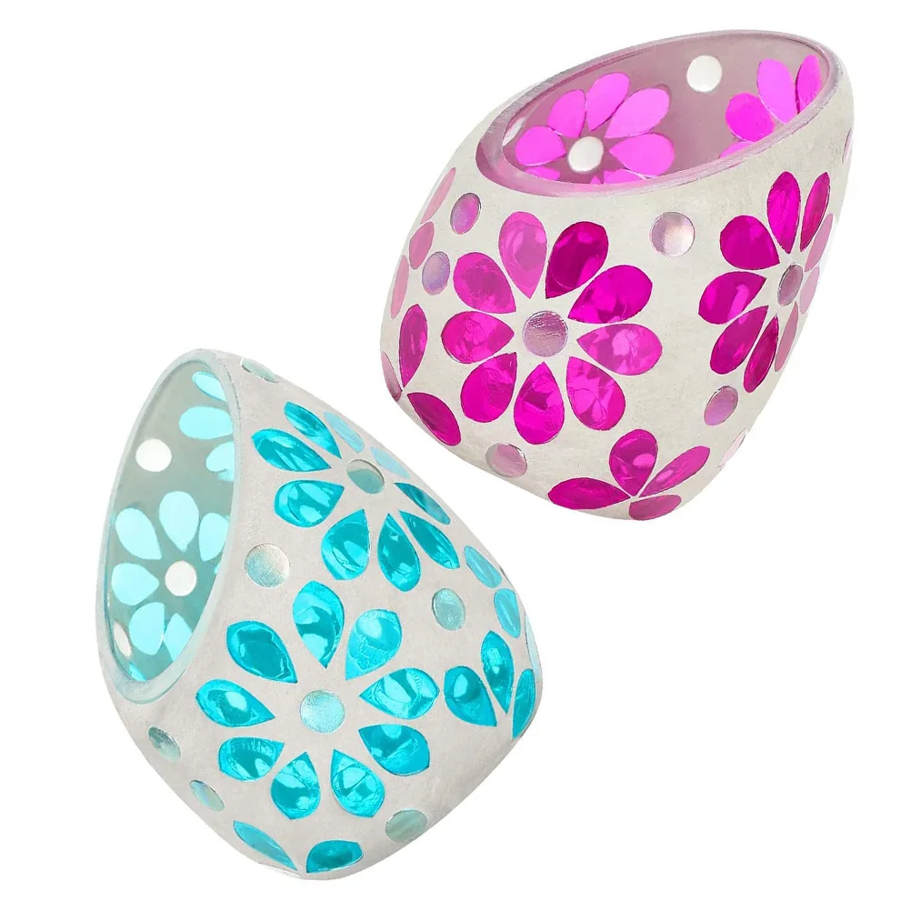 

2Pcs Aromatherapy Candleholders European Style Glass Mosaic Creative Stand Romantic Dining Table Decor Home