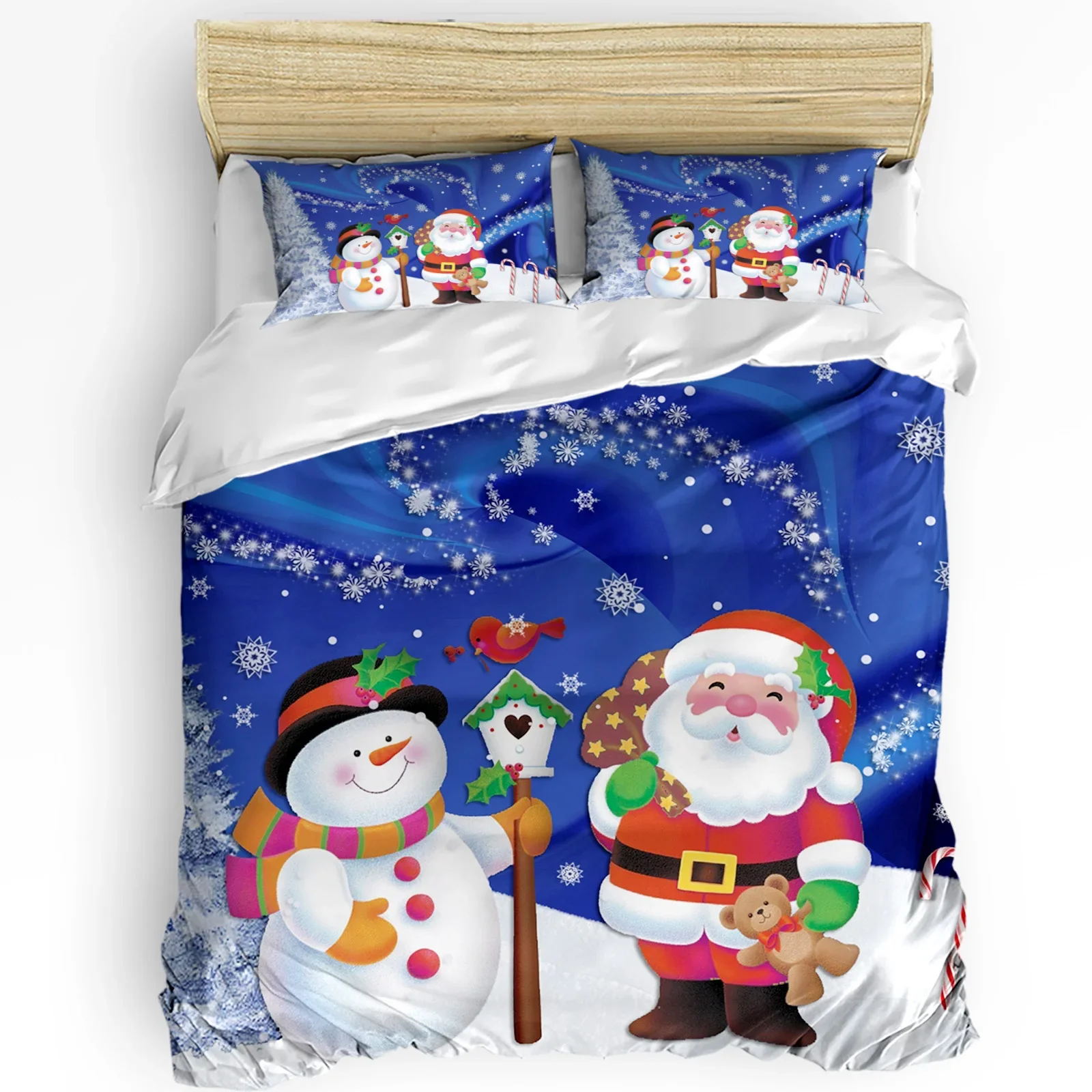 

Christmas Santa Snowman Snowflake Duvet Cover Bed Bedding Set Home Textile Quilt Cover Pillowcases Bedroom Bedding Set No Sheet