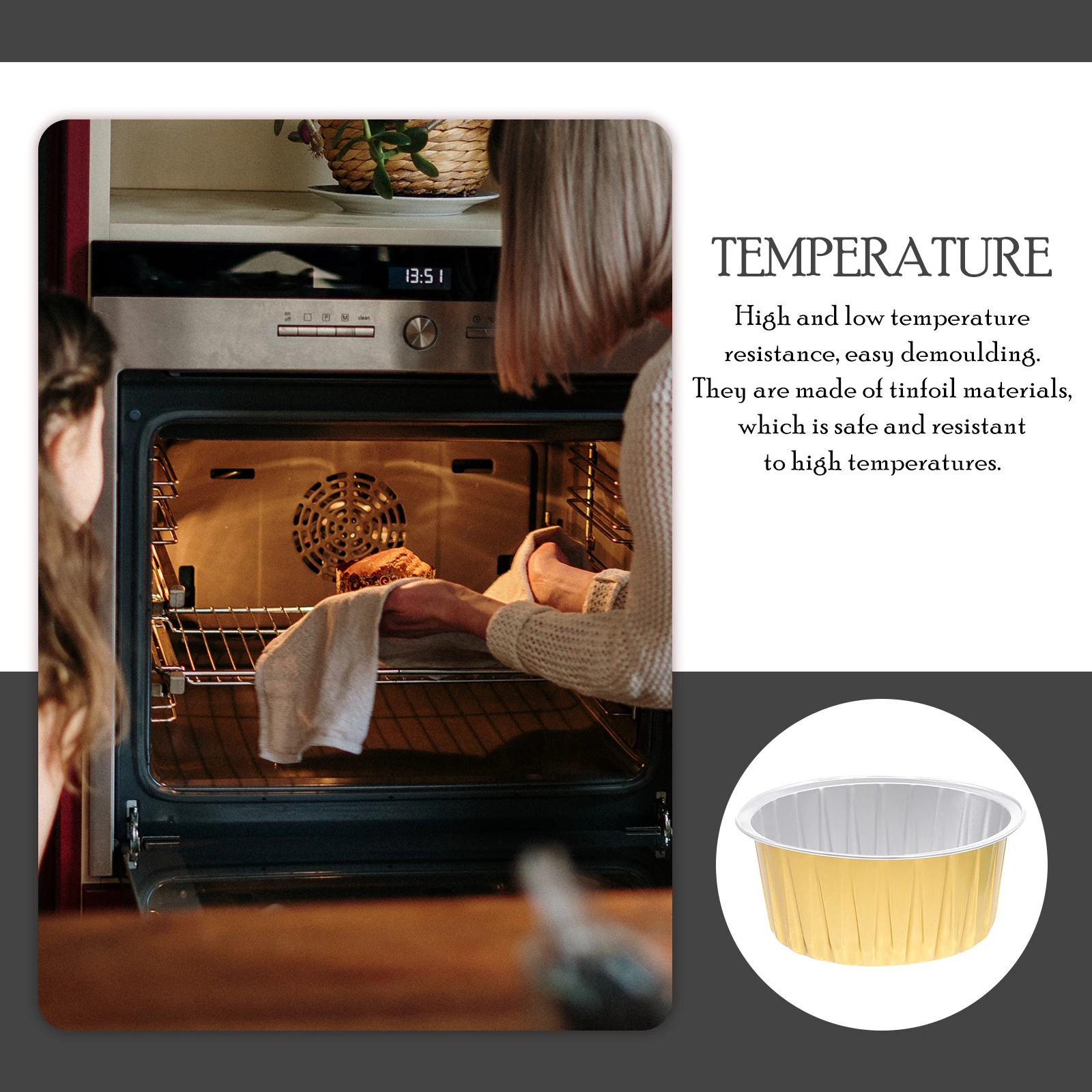 

50 Pcs Aluminum Foil Cups Baking Cake Dessert Shape Aluminium Greaseproof Cupcake