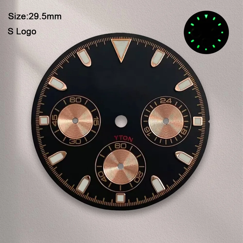 New 29.5mm S Logo DTN Panda Dial Fit VK63 Movement Green Luminous High-Quality Dial Watch Modification Accessories image 5