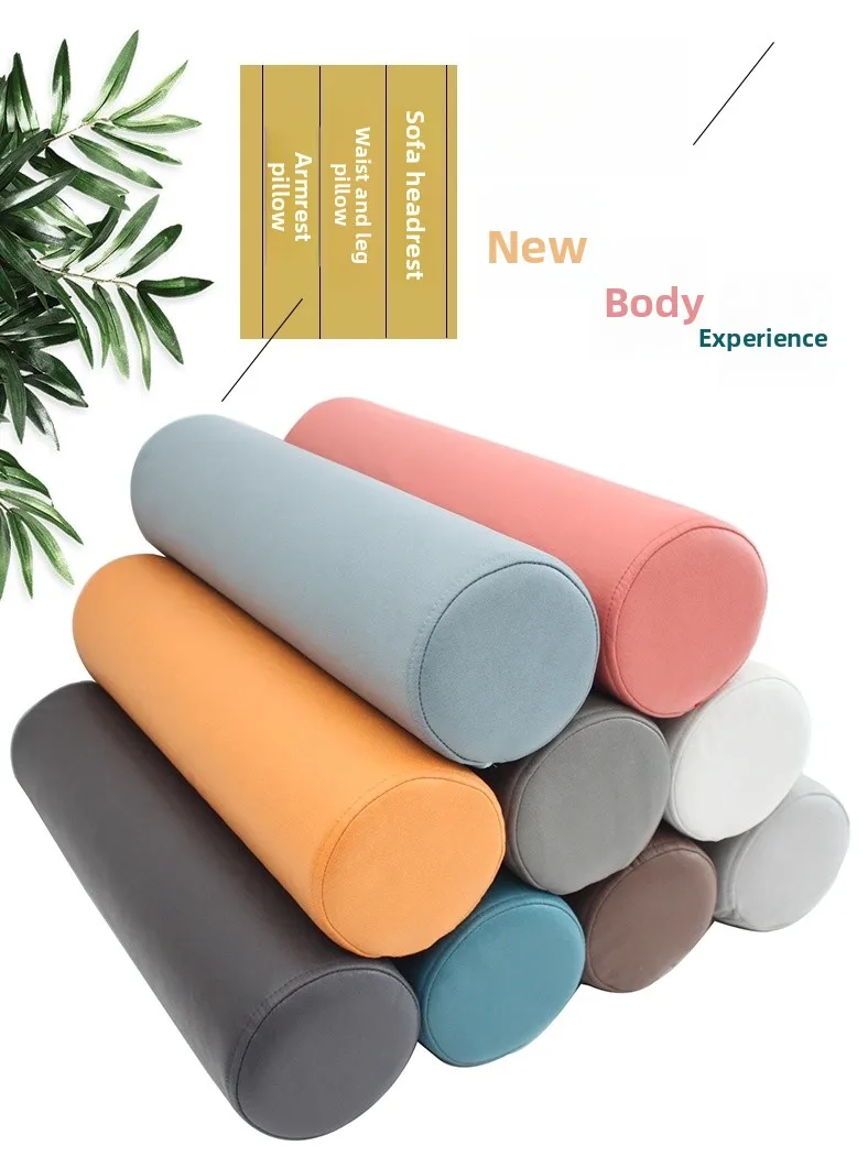 Modern Simple round Cylinder Pillow Sofa Headrest Backrest Waist Pillow Cushion Soft Sponge Core Removable Cover Living Room