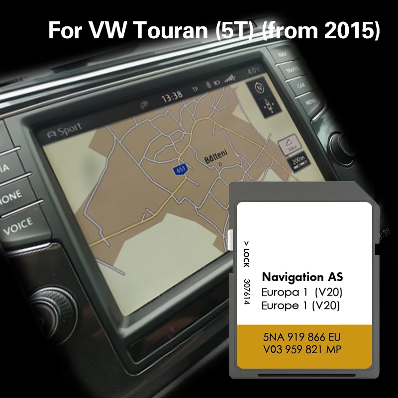 for VW Touran 5T from 2015 Map Version 2025 AS V20 Navigation SD GPS 32GB Card Finland Netherlands Car Sat Nav