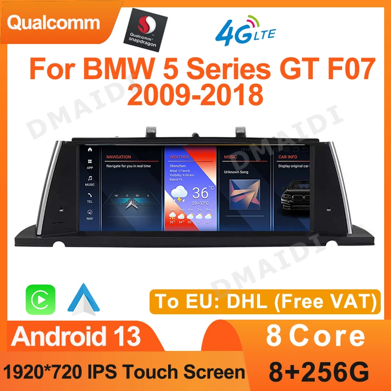 

8G+256G Android 13 Qualcomm Carplay For BMW 5 Series GT F07 2009-2016 Multimedia Video Player Bluetooth GPS Navigation WIFI