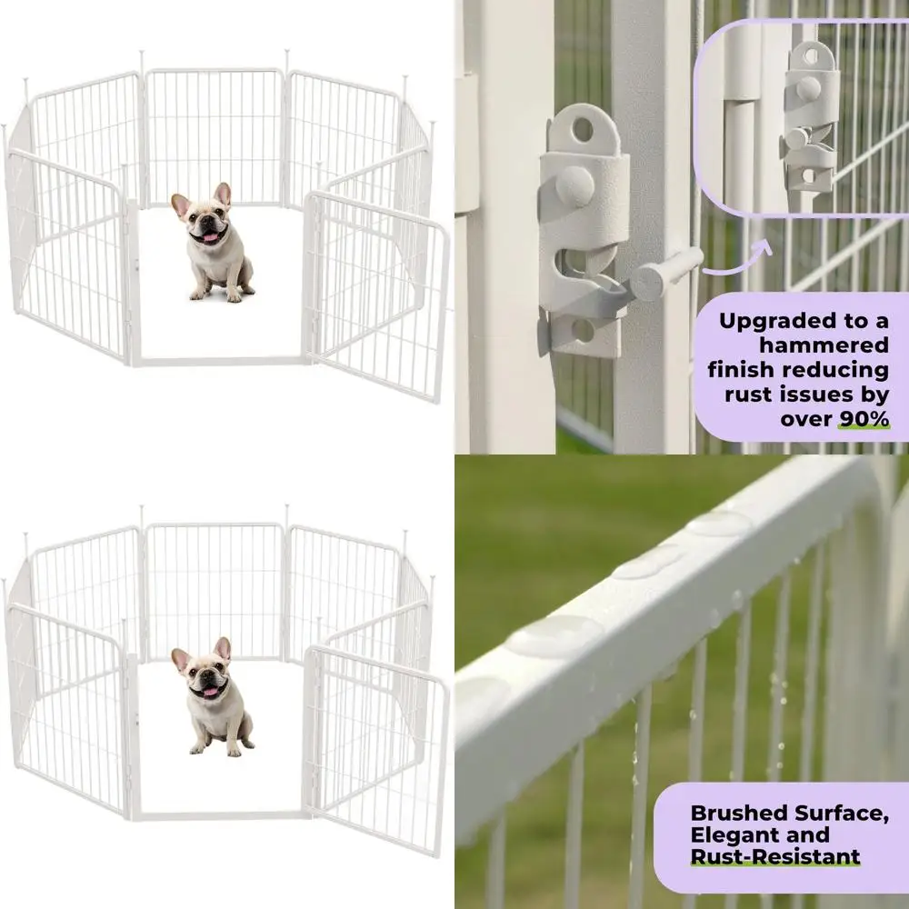 

24 Inch 8-Panel Indoor Dog Playpen for Small Dogs and Puppies, Easy Setup Rust-Resistant White Pet Fence