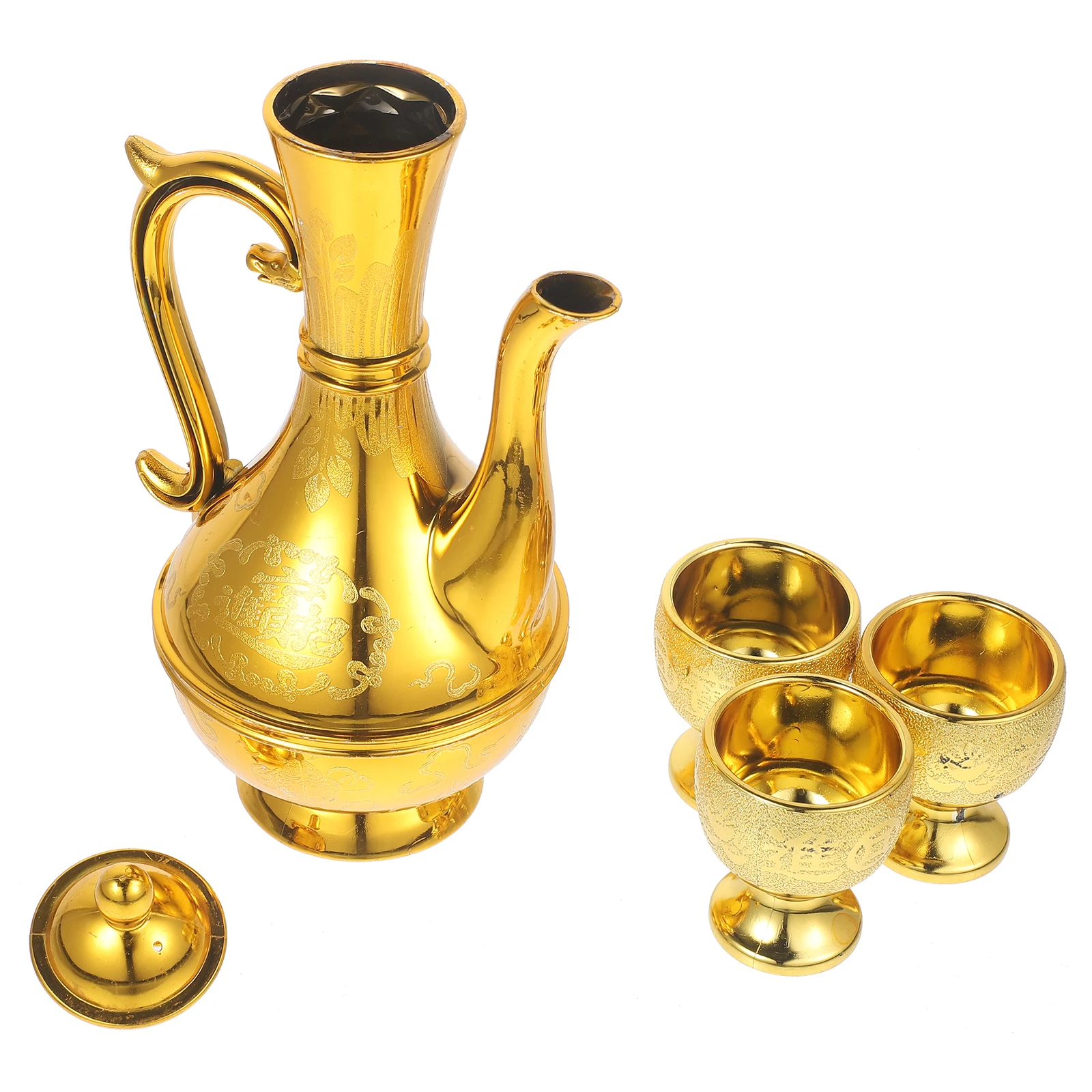 

4 Pieces European Style Wealth Offering Cup Home Decor Retro Pot Combination