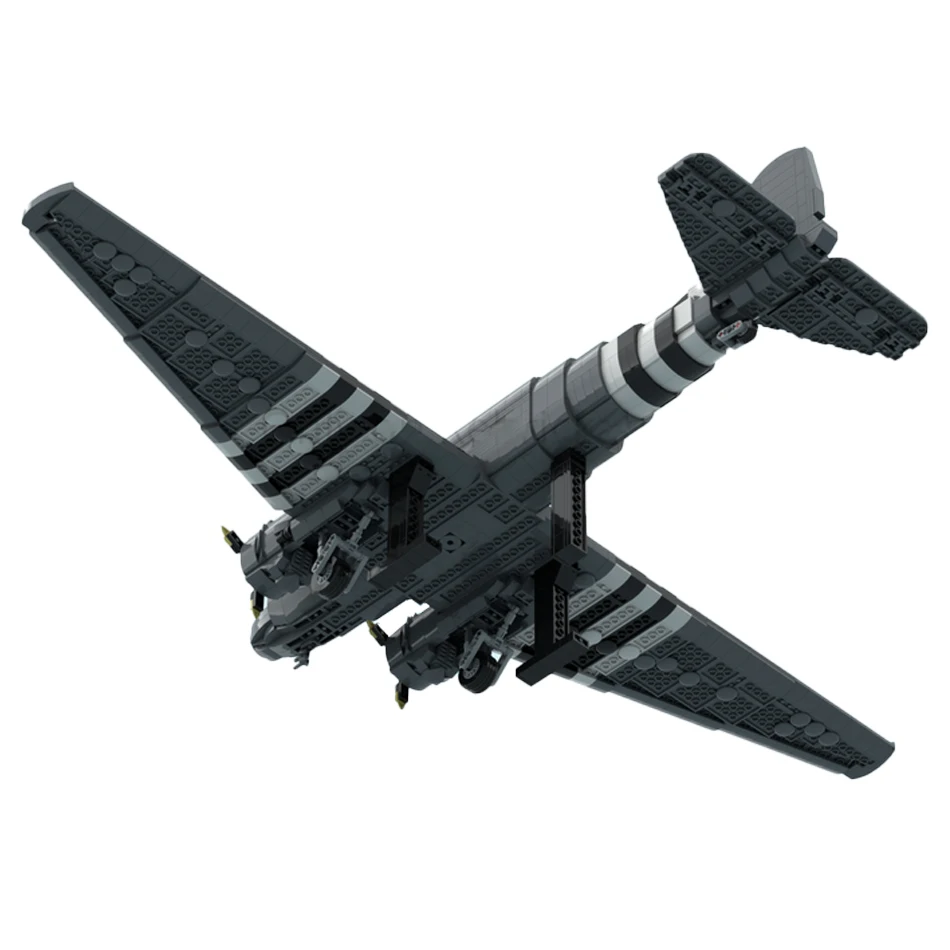 WW II America Military Series C-47 Skytrain Air Train Transport Aircraft Model High-Tech MOC Building Block Children's Toy Brick