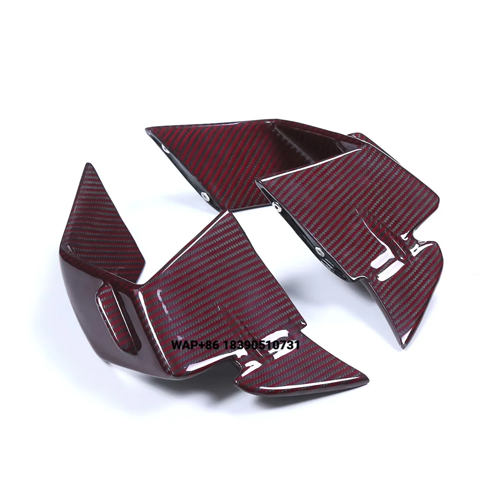 100% 3K Red Carbon Fiber Side Panels Fixed Wings Fairing Motorcycle Winglets