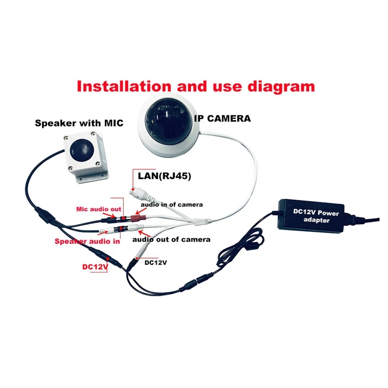 Waterdichte microfoonluidspreker in 1-apparaat voor beveiligingscamera buiten voor IP-camera Audio-opname Tweeweg interphone Duurzaam