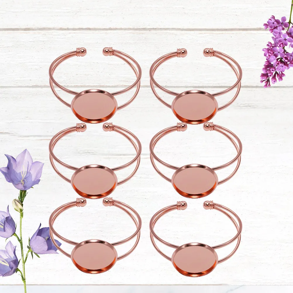 

6Pcs 18Mm Round Copper Bracelet Trays DIY Jewelry Making Base for Resin Cameo Photo Custom Bracelets Elegant Fashion Gift