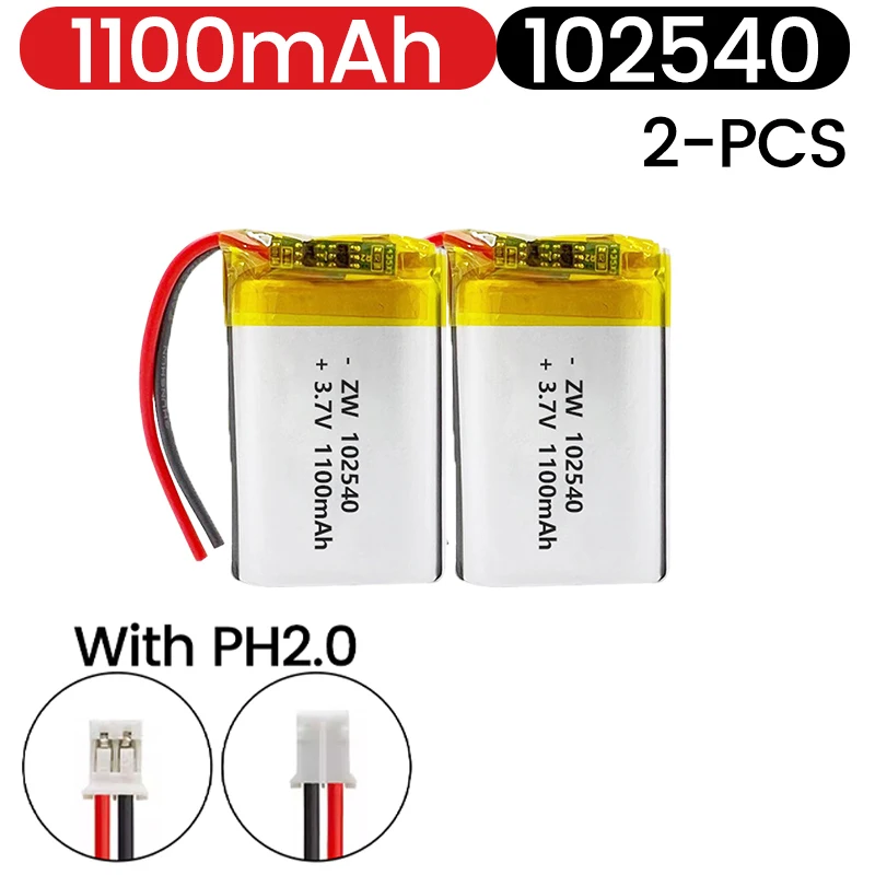 3.7V 1100mAh Polymer Battery With PH2.0