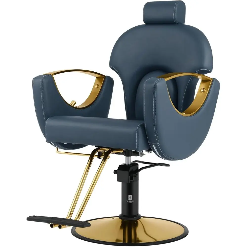 

Adjustable Hydraulic Stylist Chair with Recline, 360° Swivel, Blue
