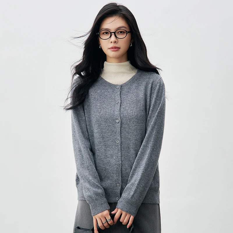 

Весенне-осенний кашемировый женский кардиган с круглым вырезом и длинными рукавами, мягкий, дышащий, модный топ высокого качества