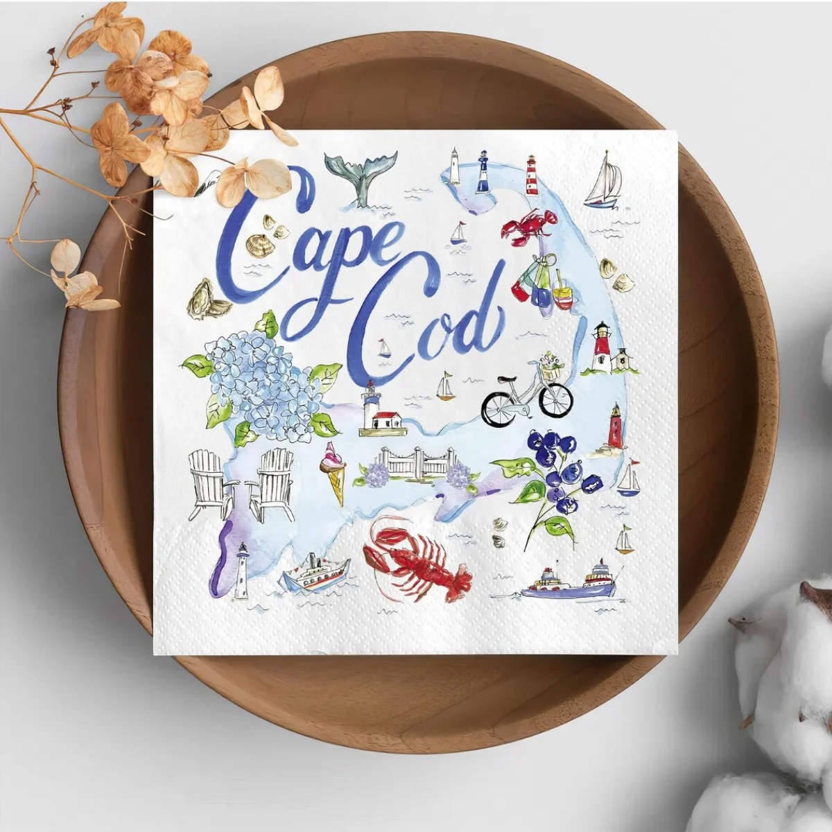 مناديل كوكتيل كيب كود، مناديل حفلات الشاطئ المخصصة، مناشف ضيوف صيفية مخصصة، مناديل مشروبات بحرية، ديكو ساحلي #1