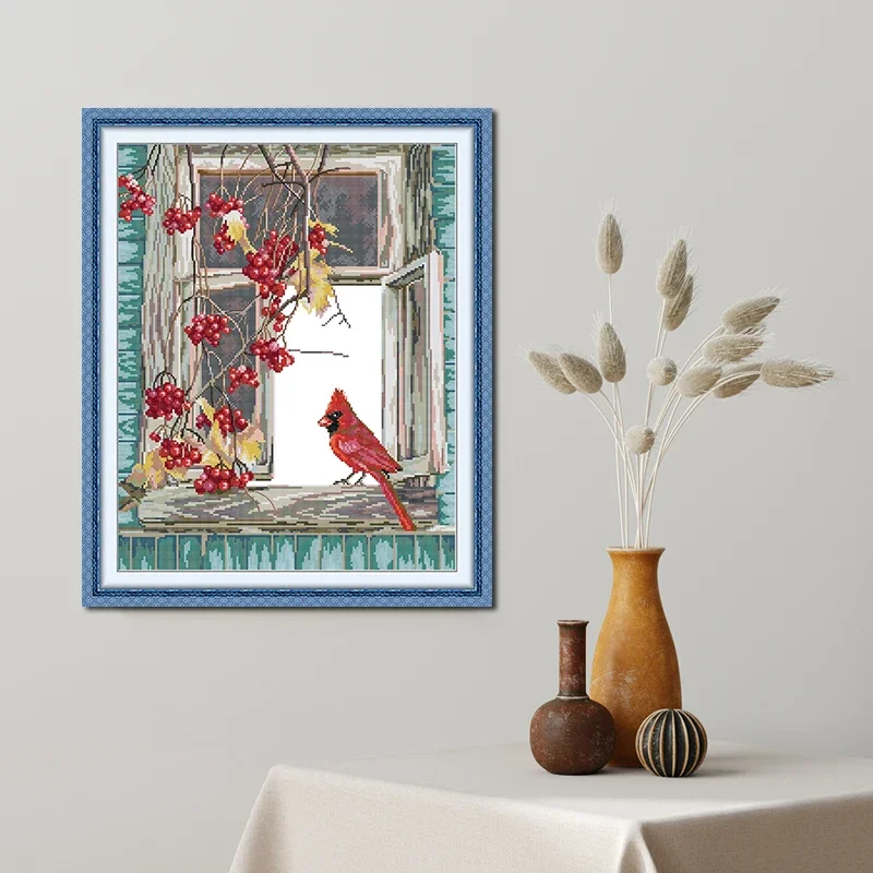 

Наборы для вышивки крестом Joy Sunday, птица на подоконнике, счетный печатный холст Aida 16/14/11CT, наборы для ручной вышивки «сделай сам», новинка