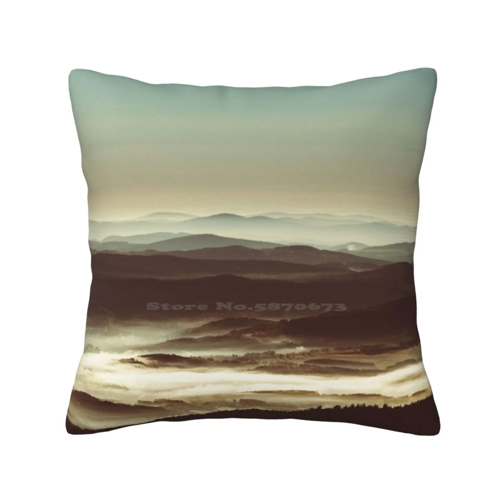 White Sea Bedroom Office Hug Pillowcase Nature Landscape Mountains Fall Autumn Sunrise Clouds Sky Haze Fog Mist Wanderlust